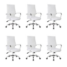 Conjunto com 6 Cadeiras de Escritório Diretor Giratórias Cleaner Branc