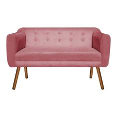 Sofá Retrô Namoradeira Julia 2 Lugares Suede Rose - Drossi
