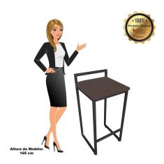 Banqueta Alta Lavínia Suede Marrom Base Preto