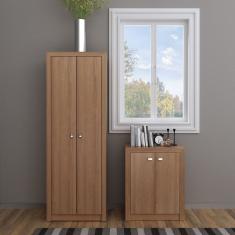 Conjunto Home Office 2 Peças Armário 2 Portas Me4105 Com Balcão 2 Portas Me4103 Espresso Móveis Amendoa