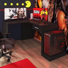 Mesa Gamer Em L Drx9000 Espresso Móveis Preto Black