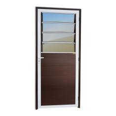 Porta Lambril Com Bandeira Basculante Super 25 Vidro Reflex 210cm X 86cm Brimak Mix Corten
