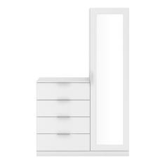 Cômoda Sapateira Versatti 1 Porta 1 Prateleira 113.7cm em MDF Branco com 4 Gavetas e Espelho