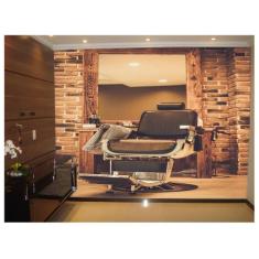 Papel De Parede Barbearia Retrô Cadeira 3D Brb01 - Você Decora