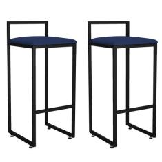 Kit 02 Banquetas Altas Para Cozinha Sala de Jantar Hanna L02 Preto Sue