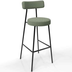 Banqueta Alta Bar Cozinha Sala De Jantar Estrutura Em Aço Milão L02 Bouclê Oliva - Lyam Decor