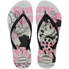 Chinelo Havaianas Slim Disney Branco/Preto 33/34