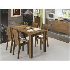 Conjunto Sala de Jantar Rosie Madesa Mesa Tampo de Madeira com 4 Cadei