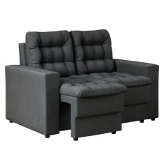 Sofá 2 Lugares Retrátil Lubeck Plush Suede Grafite 140 cm