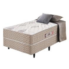 Cama Box Solteiro Conjugada Ortopédico Alpha Espuma 88x188x52cm Bege-Branco Hellen