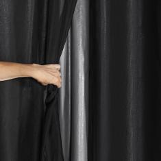 Cortina Blackout Pvc Prata Com Voil 2,80 M X 2,30 M Preto