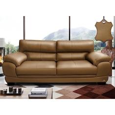 Sofá de Couro Legítimo 3 Lugares 2,26m Cama Inbox Don Arturo Mel