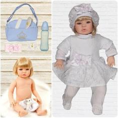 Bebê Realista Luxo Loira Branco Cegonha Reborn Dolls 53cm
