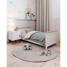 Cama Infantil de Madeira Maciça Nest Branco/Carvalho