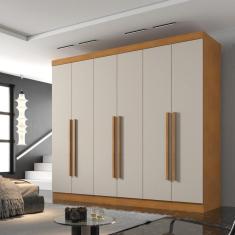Guarda Roupa Casal 6 Portas 6 Gavetas Olímpia Cinamomo/Off White