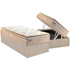 Conjunto Box Baú Solteiro: Colchão Molas Paropas MasterPocket Ensacadas Eco Bamboo + Base CRC Courano Clean(88x188)