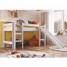 Cama Elevada Com Escorregador Completa Móveis Branco