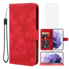 Wanyuexes Capa para Galaxy S21 Plus 5G, capa carteira para Samsung S21 Plus SM-G996U com protetor de tela de vidro temperado, capa de celular flip de couro com suporte para cartão de crédito para