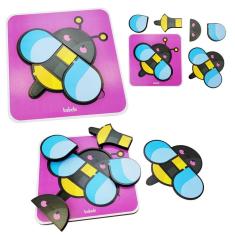 Quebra Cabeça Infantil De Madeira E Encaixe Animais Abelha