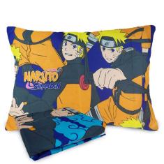 Jogo de Cama Infantil Solteiro Estampado Naruto Microfibra 1,40 m x 2,20 m Com 2 Peças