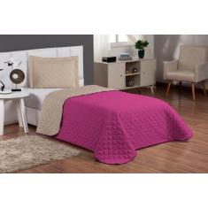 Jogo de cama solteiro colcha cobre leito com viés matelada pink rosa 2