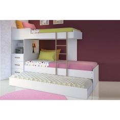 Beliche Multifuncional Plus c/ 3 Gavetas c/ Auxiliar Branco - Santos Andirá