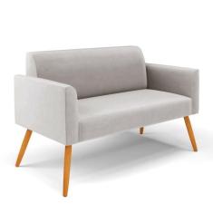 Sofá Namoradeira Pés Palito Castanho Marisa Veludo Cinza D03 - D'rossi