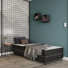 Cama Box Solteiro Conjugada Bologna D28 Ortopédico Preta