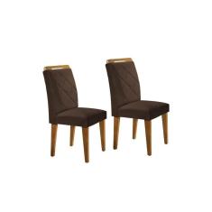 Cadeira Sala De Jantar Melissa Kit 2 Un Imbuia-veludo Capuccino - Rufato