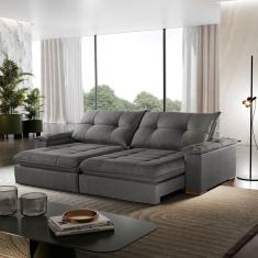 Sofá Retrátil E Reclinável Com Molas Ensacadas Espuma D28 2,0cm Cinza