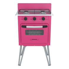 Fogao a Gas 2 Bocas com Forno Venax Gemini Vetro Pink