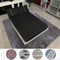 Kit 3 Jogo De Lençol Casal Malha Com Fronha Estampas Sortida - Tudodic