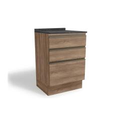 Gabinete de Cozinha Modulado Balcão Maxxi G743 3 Gavetas c/Tampo 60cm Nogal/Cinzel - Kappesberg