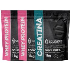 Kit: Whey Protein Concentrado 2Kg + Creatina Monohidratada 1Kg - 100% Importado - Soldiers Nutrition-Unissex