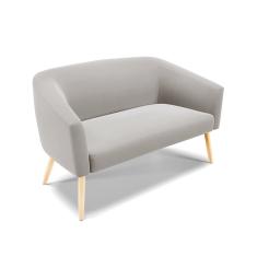 Namoradeira 02 Lugares Stella Veludo Cinza Pés Palito Natural - D'Rossi