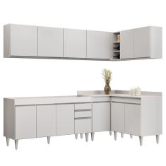 Armário De Cozinha Modulado De Canto 6 Peças Cp31 Balcão Sem Tampo Branco - Lumil