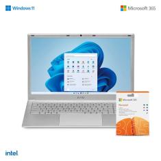 Notebook Ultra, Windows 11 Home, Intel Celeron 4GB 120GB, Tela 15,6 Pol, + Microsoft 365 Personal Prata - UB220