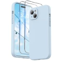 SURPHY Capa projetada para iPhone 15 Plus com protetor de tela e cordão, alça de telefone e capa de telefone de silicone líquido (proteção para câmera e forro de microfibra macia) 6,7 polegadas 2023,