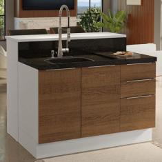 Ilha de Cozinha com Bancada e Balcão 120 cm Stella Madesa