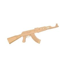 Quebra Cabeças 3D Fuzil Ak-47 Em Mdf 3Mm Natural - Darama