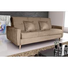 Sofá Cama 2 Lugares Reclinável e Baú Pamela Capuccino Matrix