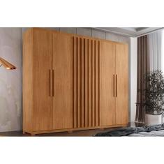 Guarda Roupa Solteiro 6 Portas E 2 Gavetas C- Pés Cairo Naturale Rufato