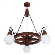 Lustre Muller  Roda Carroça  3 Lâmpadas Envelhecido 603E