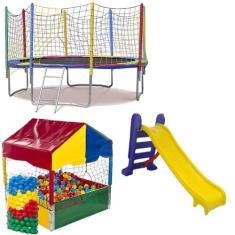 Cama Elástica Pula Pula 3,05m Resistente Piscina de Bolinhas 1,00m 500