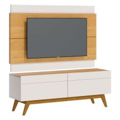 Rack Com Painel Classic 2g 1.4 Nature Com Off White - Imcal Móveis