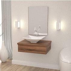 Conjunto para Banheiro Gabinete com Cuba Folha L38 600W Metrópole Compace Nogal