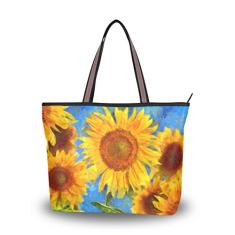 Bolsa feminina com alça superior, bolsa grande, girassóis, pintura a óleo, compras, viagem, bolsa de ombro, Multi, Medium