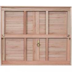 Janela de Madeira Veneziana 120x100cm Com Caixilho e Guilhotina EWK G990 Rondosul Marroml