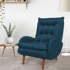 Poltrona Anatômica Pés de Madeira Eloá CIA do Estofado Marinho