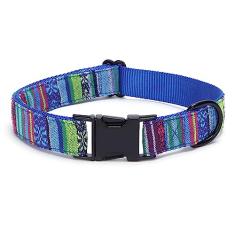 Bbmmayy Coleira de cachorro listrada colorida, coleiras macias ajustáveis com fivela de metal para cães pequenos, cães médios e grandes, para coleira para animais de estimação (M,